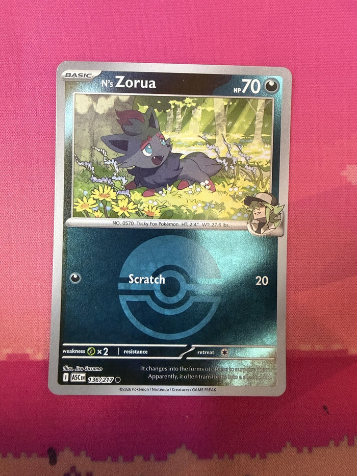 Pokemon Card N's Zorua Ascended Heroes Reverse Holo 136/217 Near Mint
