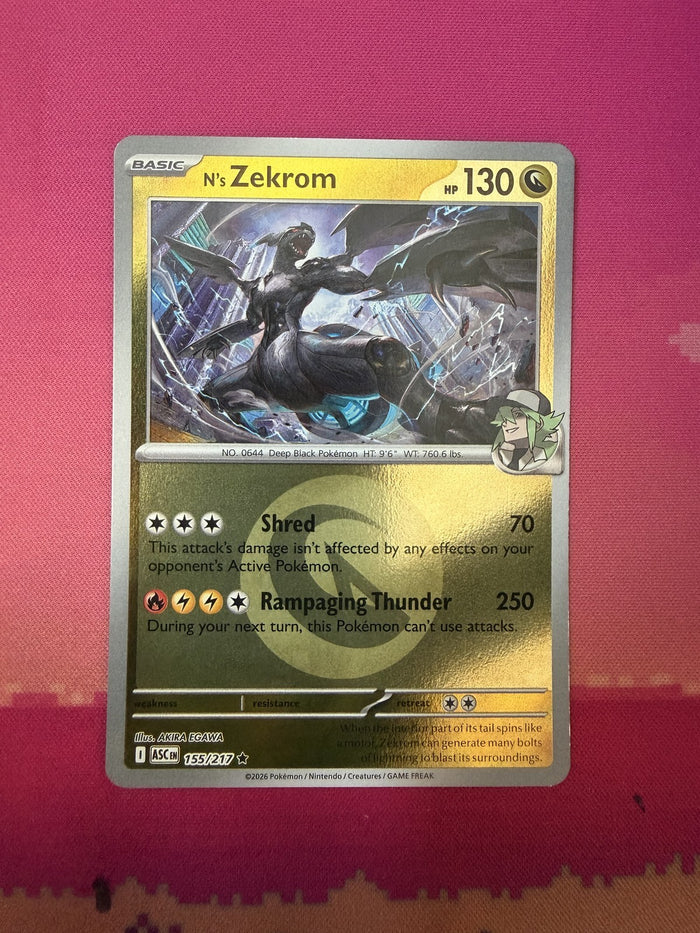 Pokemon Card N's Zekrom Reverse Holo Ascended Heroes Rare 155/217 Near Mint