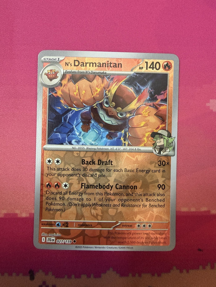Pokemon Card N's Darmanitan Reverse Holo Journey Together 027/159 Near Mint