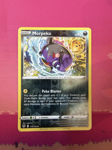 Pokemon Card Morpeko Reverse Holo Silver Tempest 116/195 Near Mint