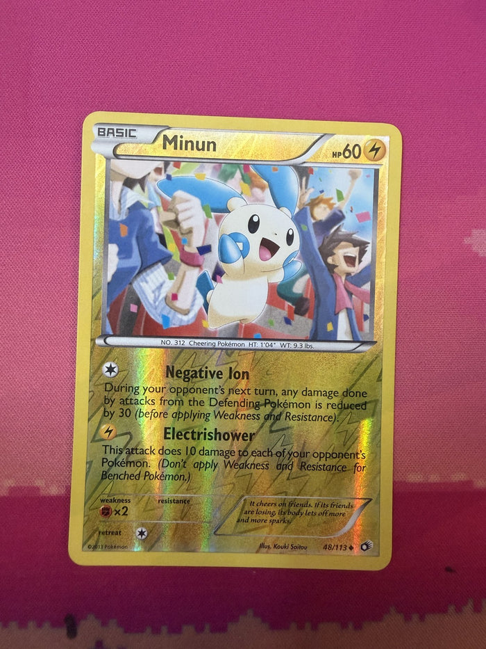 Pokemon Card Minun Holo Legendary Treasures Reverse Holo Rare 48/113 Near Mint