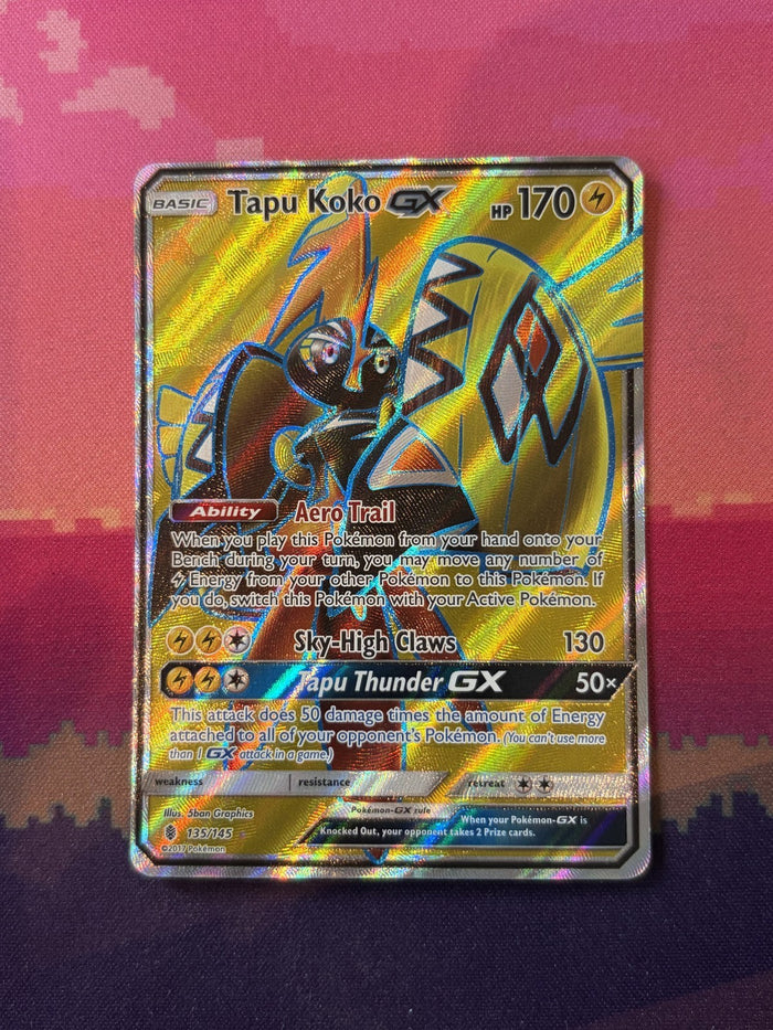 Pokemon Card Tapu Koko GX Guardians Rising Ultra Rare 135/145 Near Mint