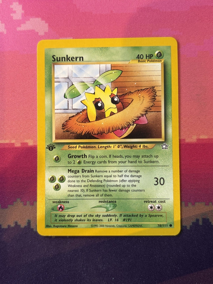 Pokemon Card Sunkern Neo Genesis 1st Edition 78/111 Near Mint