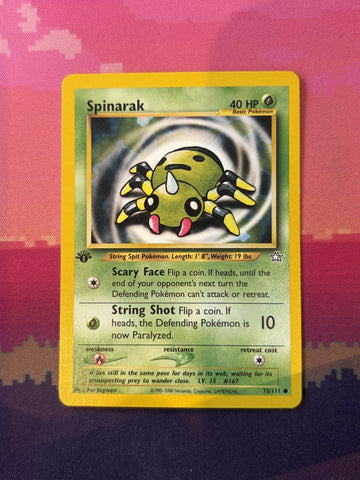 Pokemon Card Spinarak 1st Edition Neo Genesis Common 75/111 Near Mint