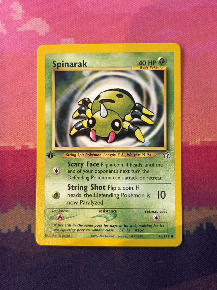 Pokemon Card Spinarak 1st Edition Neo Genesis Common 75/111 Near Mint