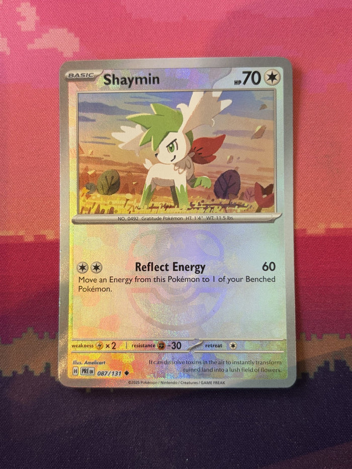Pokemon Card Shaymin Prismatic Evolutions Masterball Holo 087/131 Near Mint