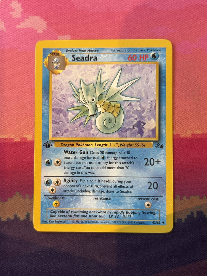 Pokemon Card Seadra Fossil 1st Edition Uncommon 42/62 Near Mint