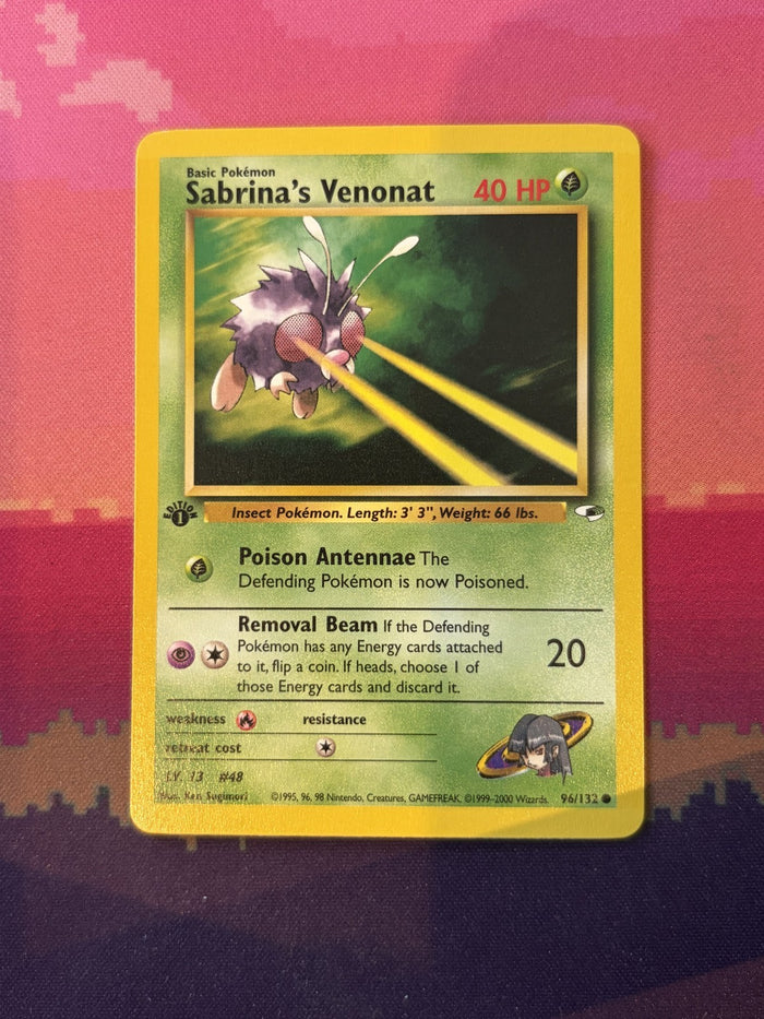 Pokemon Card Sabrina's Venonat Gym Challenge 1st Edition Common 96/132 Near Mint