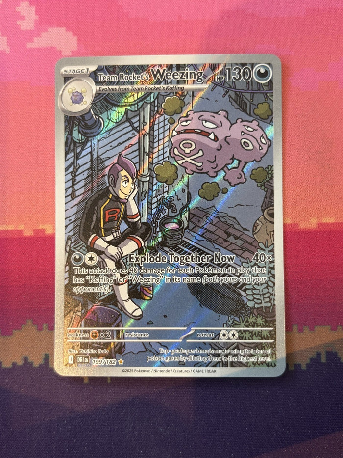 Pokemon Card Team Rocket's Weezing Destined Rivals Illustration Rare 199/182 NM