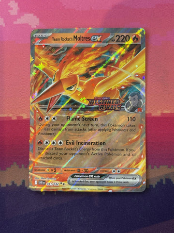 Pokemon Card Team Rocket's Moltres ex Destined Rivals STAMPED 031/182 NM