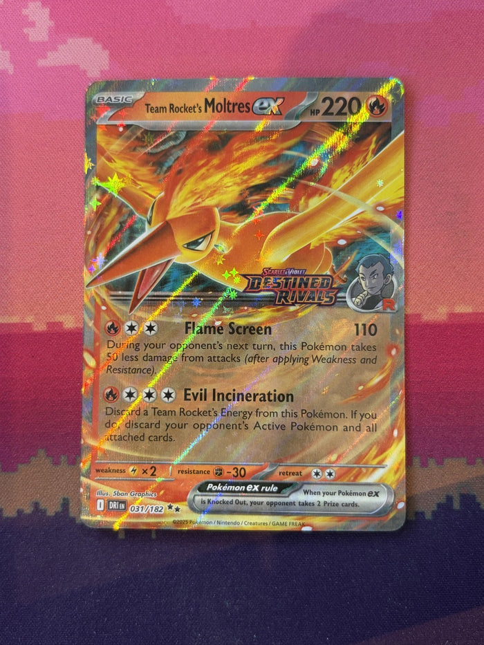 Pokemon Card Team Rocket's Moltres ex Destined Rivals STAMPED 031/182 NM