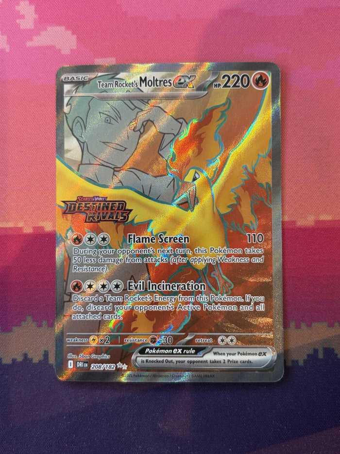 Pokemon Card Team Rocket's Moltres ex Destined Rivals Stamped 208/182 NM