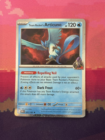 Pokemon Card Team Rocket's Articuno Destined Rivals Cosmo Holo Rare 051/182 NM