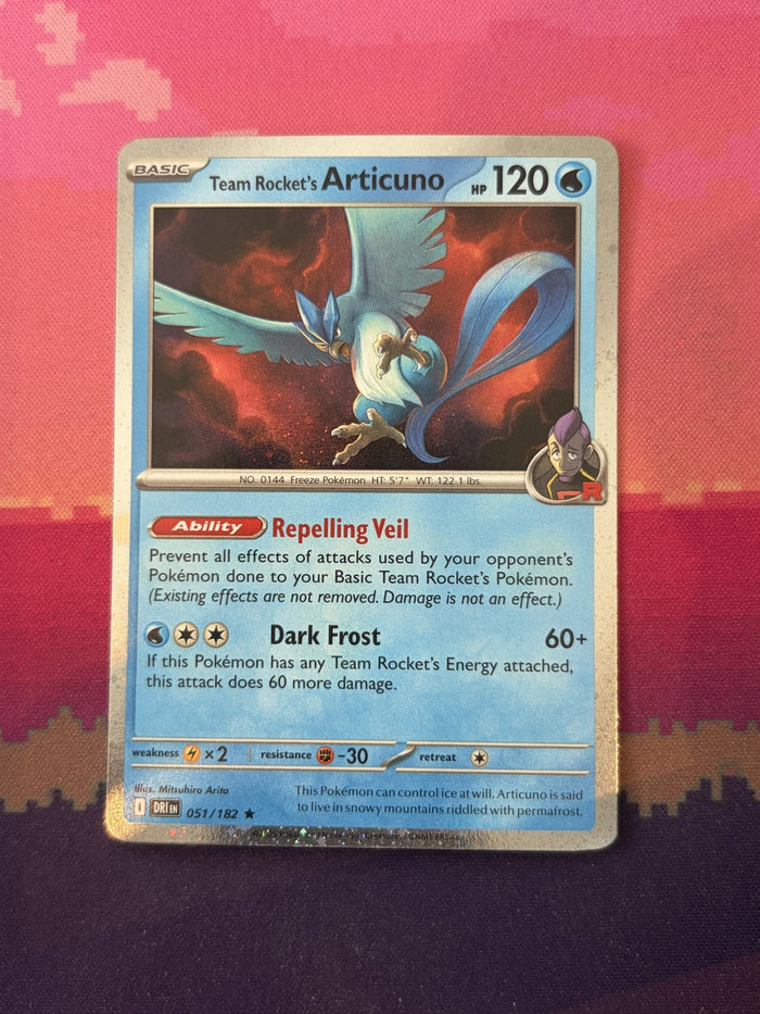 Pokemon Card Team Rocket's Articuno Destined Rivals Cosmo Holo Rare 051/182 NM
