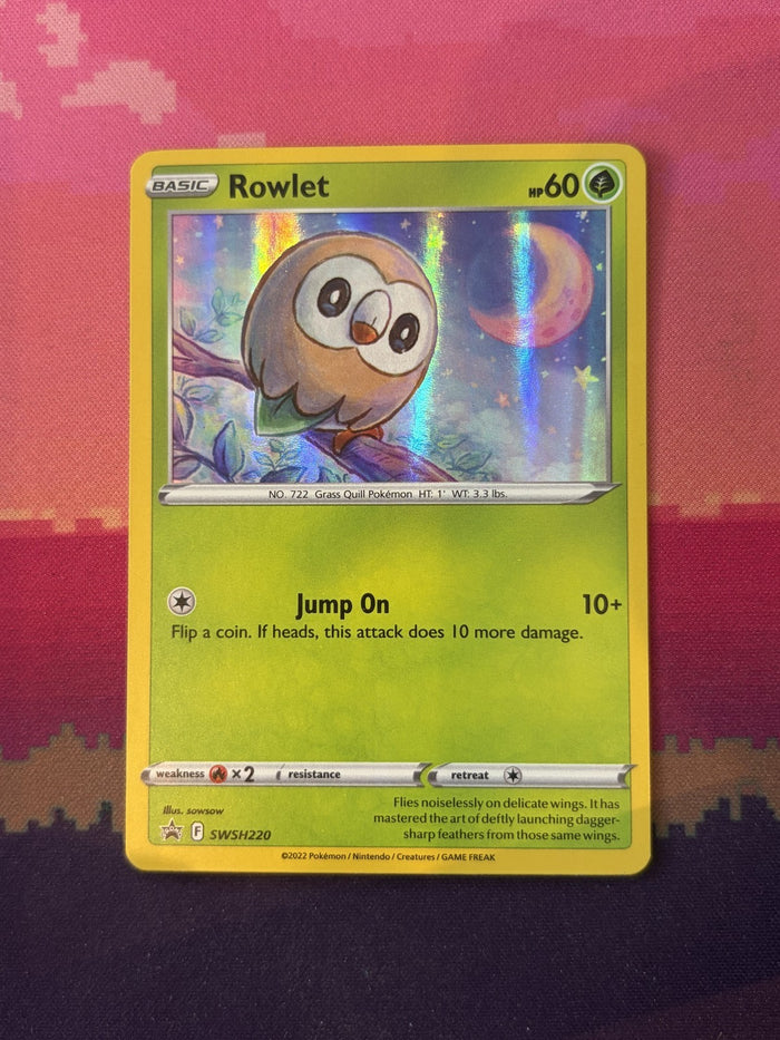 Pokemon Card Rowlet Sword & Shield Promo Holo SWSH220 Near Mint