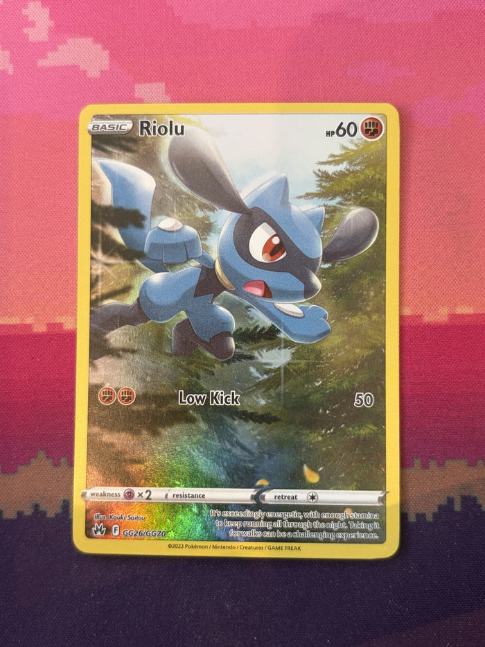 Pokemon Card Riolu Crown Zenith Rare Holo GG26/GG70 Near Mint