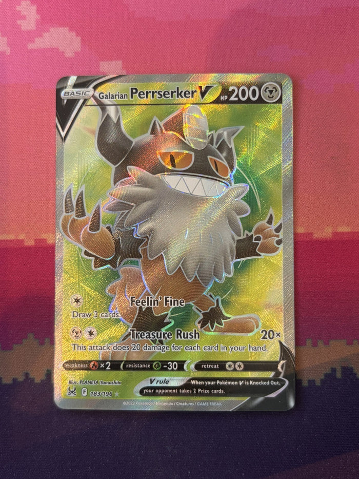 Pokemon Card Galarian Perrserker V Lost Origin Ultra Rare 183/196 Near Mint