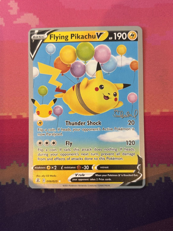Pokemon Card Flying Pikachu V Celebrations Rare Holo V 006/025 Near Mint