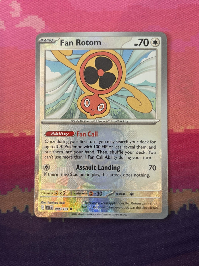 Pokemon Card Fan Rotom Prismatic Evolutions Masterball Holo 085/131 Near Mint