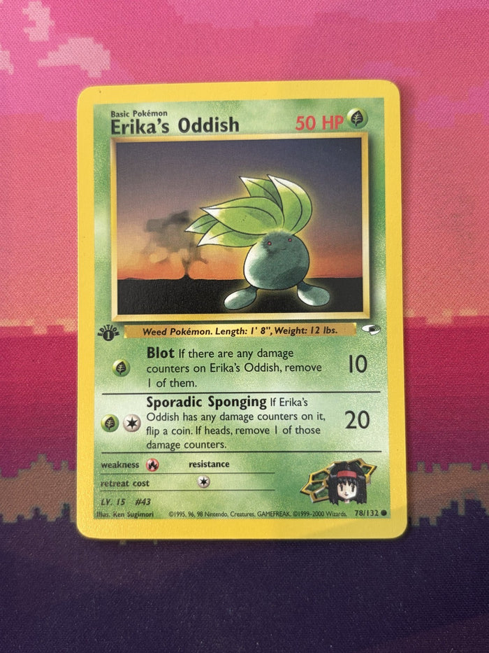 Pokemon Card Erika's Oddish Gym Heroes 1st Edition Common 78/132 Near Mint