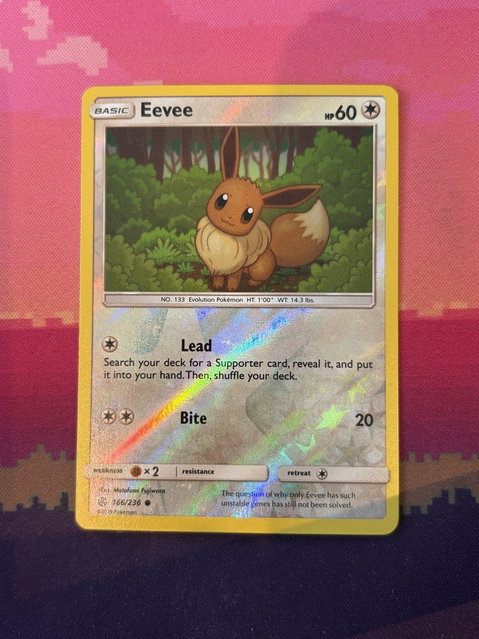 Pokemon Card Eevee Cosmic Eclipse Reverse Holo 186/236 Near Mint