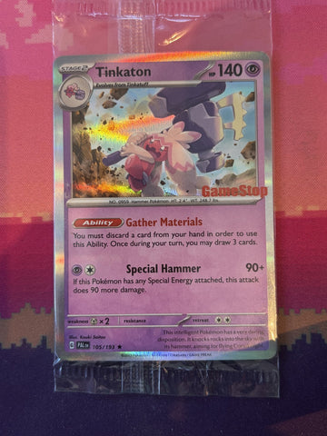 Pokemon Card Tinkaton Gamestop Stamped SEALED 105/193 Near Mint SMUDGED