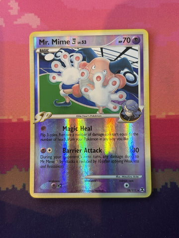Pokemon Card Mr. Mime Rising Rivals Reverse Holo Rare 28/111 Near Mint