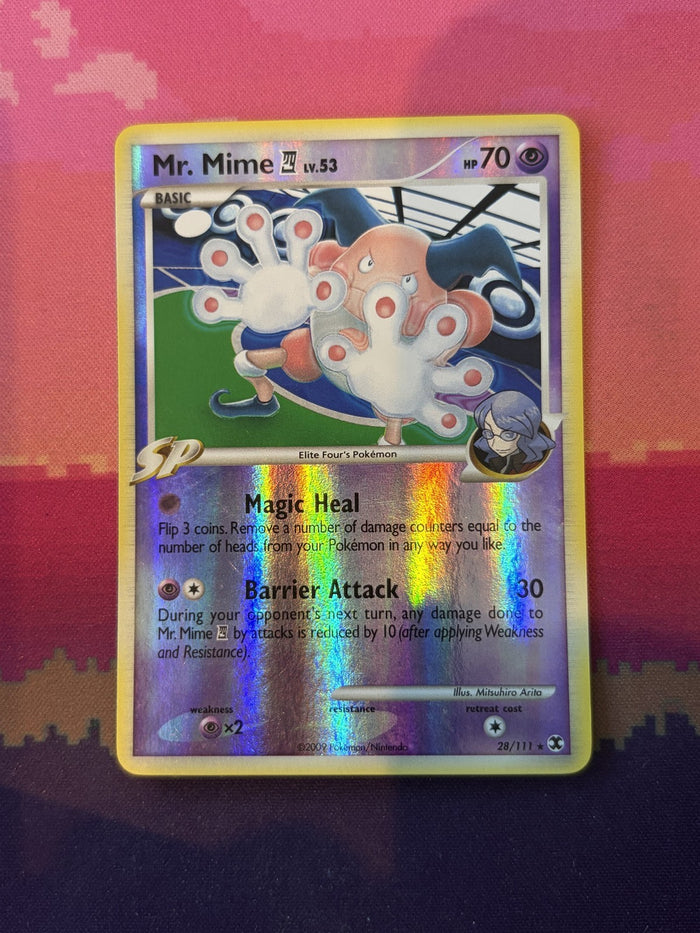 Pokemon Card Mr. Mime Rising Rivals Reverse Holo Rare 28/111 Near Mint