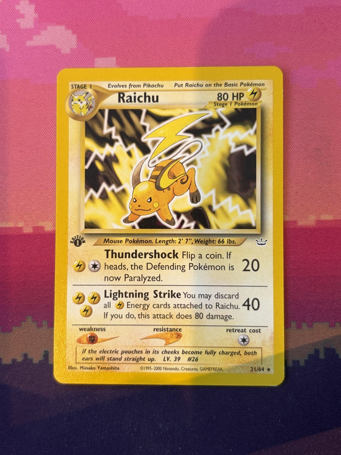 Pokemon Card Raichu Neo Revelation 1st Edition Rare 21/64 Near Mint
