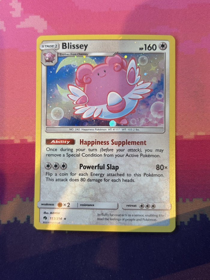 Pokemon Card Blissey Lost Thunder Cosmo Holo Rare 153/214 Near Mint