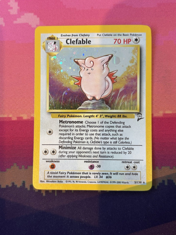Pokemon Card Clefable Base Set 2 Holo Rare 5/130 Near Mint