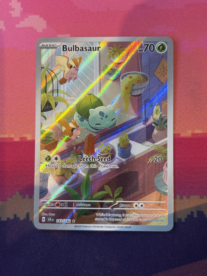 Pokemon Card Bulbasaur Stellar Crown Illustration Rare 143/142 Near Mint