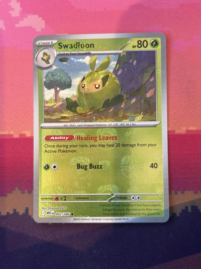 Pokemon Card Swadloon White Flare MasterBall Reverse Holo 002/086 Near Mint