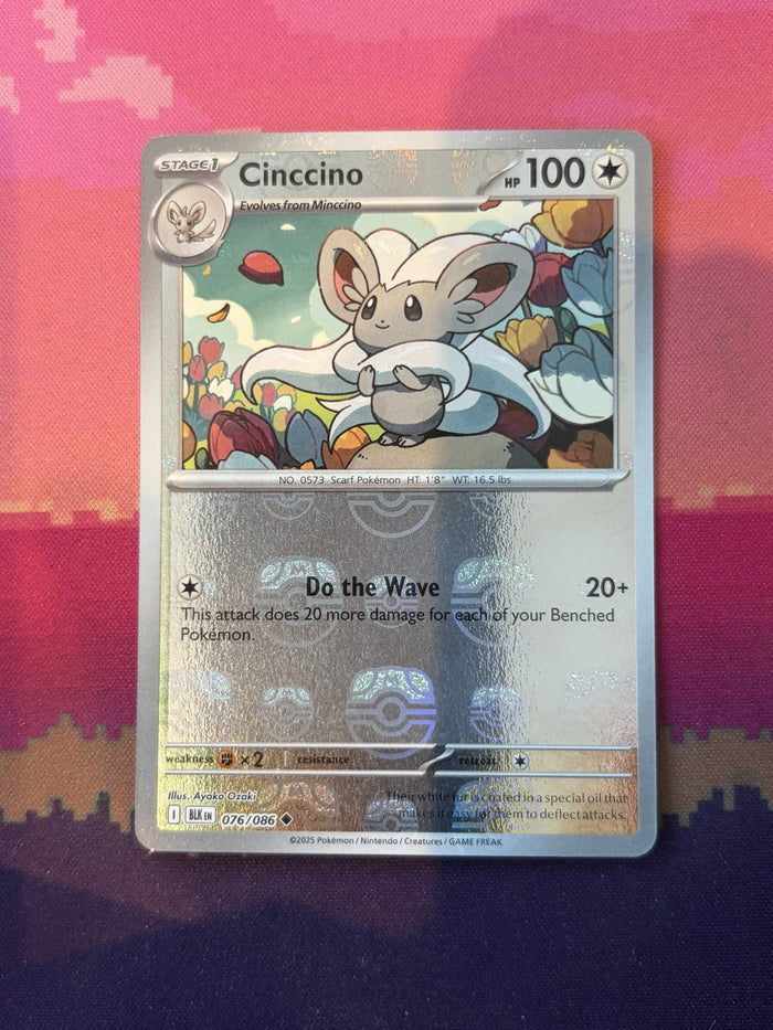 Pokemon Card Cinccino Black Bolt Masterball Reverse Holo 076/086 Near Mint