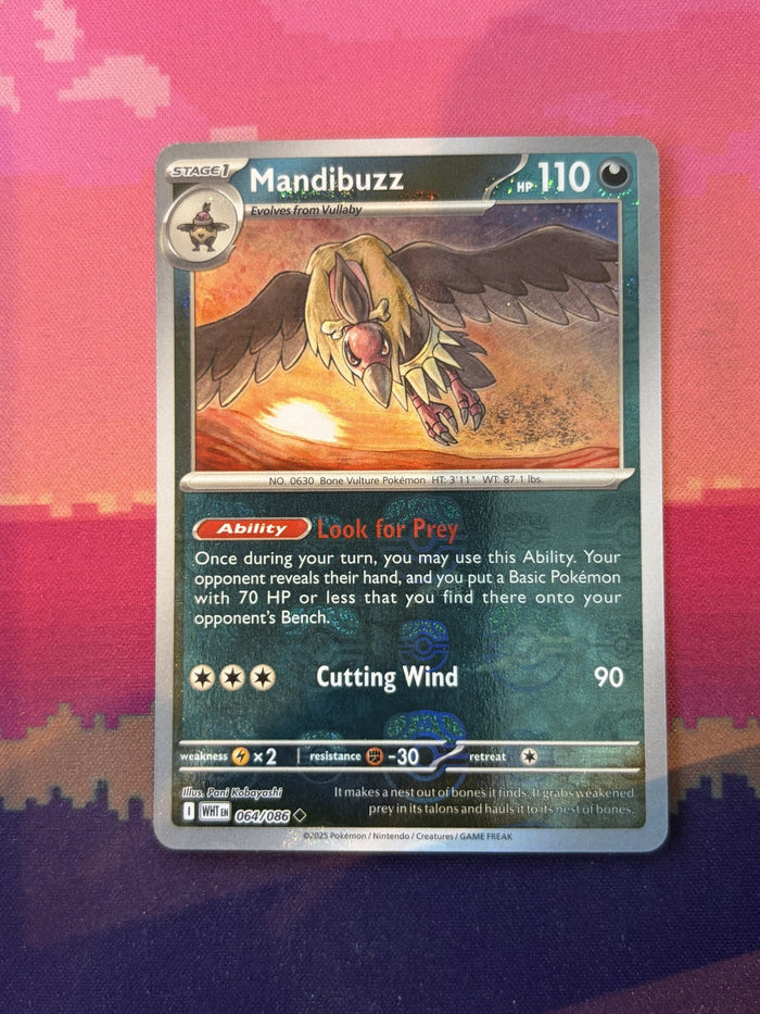 Pokemon Card Mandibuzz White Flare MasterBall Holo 064/086 Near Mint