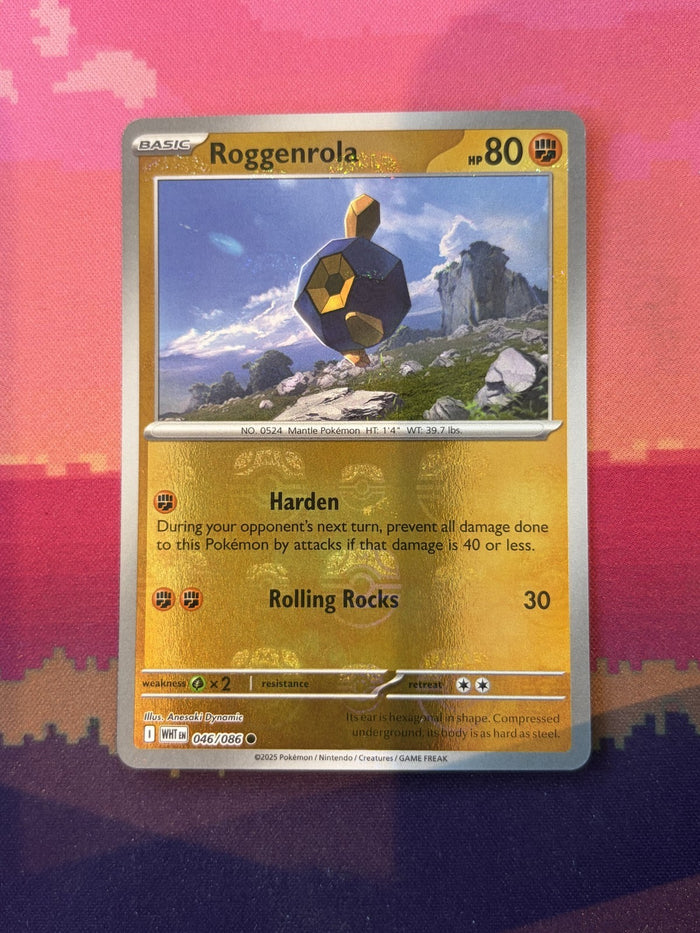 Pokemon Card Roggenrola White Flare Masterball Reverse Holo 046/086 Near Mint