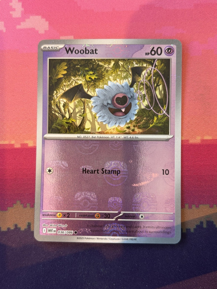 Pokemon Card Woobat White Flare Masterball Reverse Holo 036/086 Near Mint