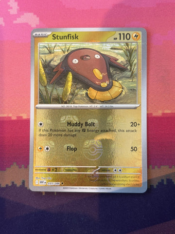 Pokemon Card Stunfisk White Flare MasterBall Reverse Holo 035/086 Near Mint