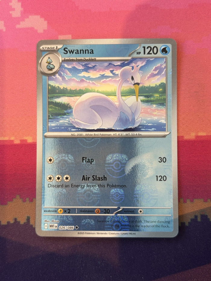 Pokemon Card Swanna White Flare Masterball Holo 026/086 Near Mint