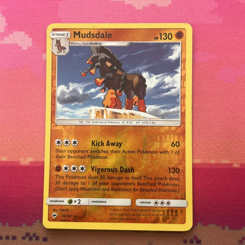 Pokemon Card Mudsdale Burning Shadows Reverse Holo Rare 78/147  Near Mint