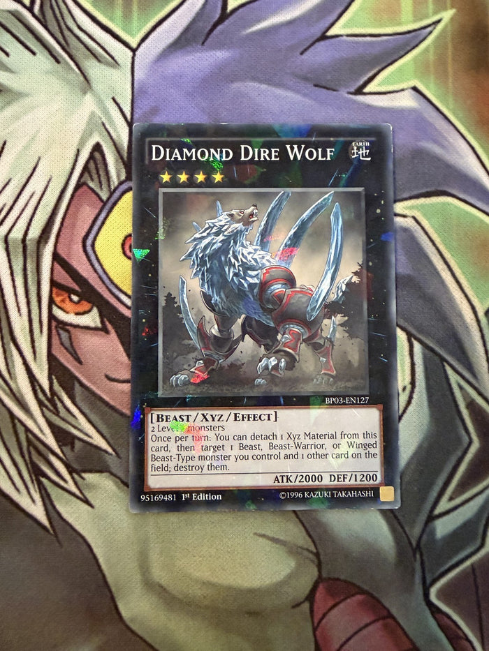 BP03-EN127 Diamond Dire Wolf Shatterfoil Rare 1st Edition NM Yugioh Card