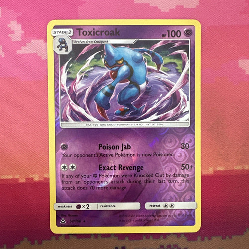 Pokemon Card Toxicroak Ultra Prism Reverse Holo Rare 57/156 Near Mint
