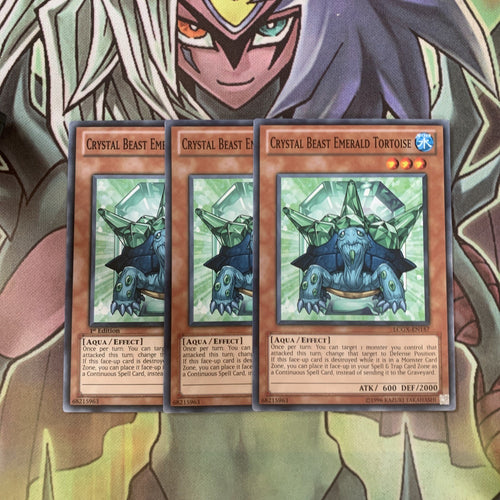 LCGX-EN157 x3 Crystal Beast Emerald Tortoise Common Excellent Condition Yugioh
