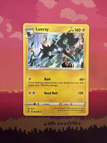 Pokemon Card Luxray Rebel Clash Holo Rare 062/192 Near Mint