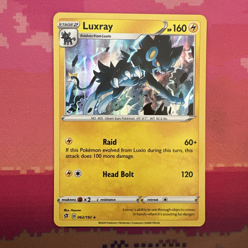 Pokemon Card Luxray Rebel Clash Holo Rare 062/192 Near Mint