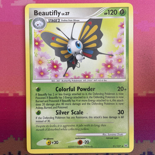 Pokemon Card Beautifly Platinum Rare 21/127 Near Mint