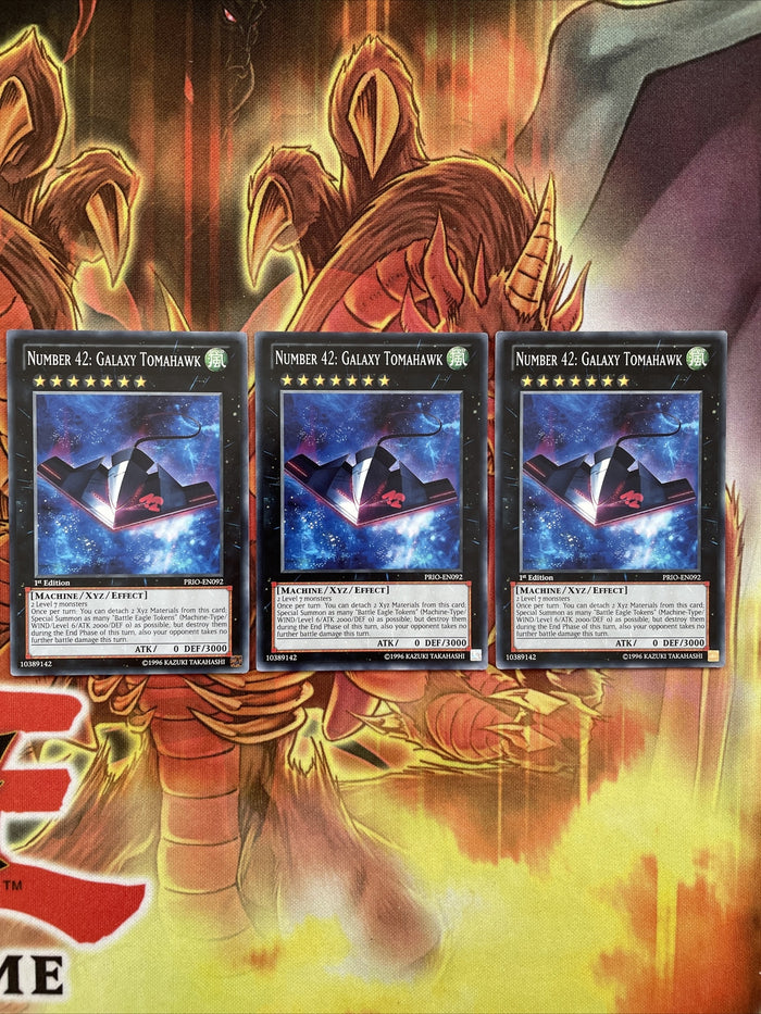 PRIO-EN092 x3 Number 42: Galaxy Tomahawk Common varying Editions Yugioh! Card