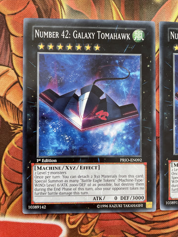 PRIO-EN092 x3 Number 42: Galaxy Tomahawk Common varying Editions Yugioh! Card (back)