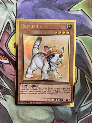 MGED-EN006 Rescue Cat Premium Gold Rare Varying Edition NM Yugioh Card