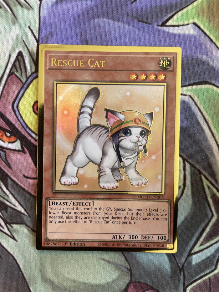 MGED-EN006 Rescue Cat Premium Gold Rare Varying Edition NM Yugioh Card